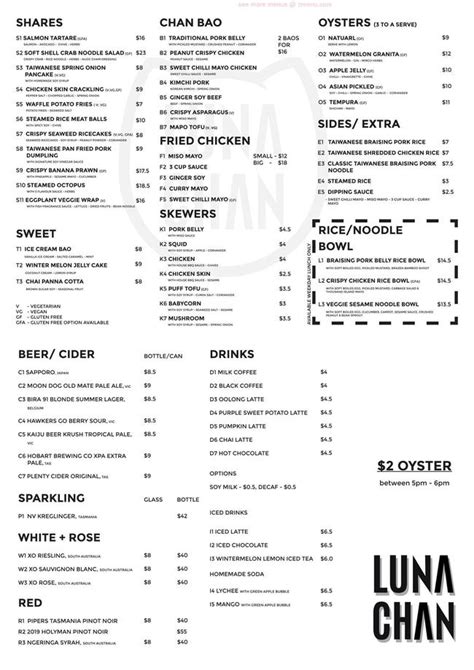 luna chan menu|Online Menu of LUNA CHAN Restaurant, Moonah, .
